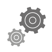 A vector drawing of two grey gears.