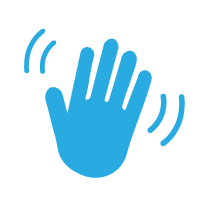 A vector drawing of a blue hand.