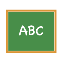 A vector drawing of a chalkboard with the letters "ABC".