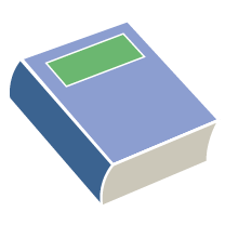 A vector drawing of a blue school book.